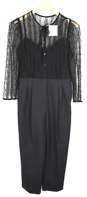 SANDRO Kombinierte Ize Jumpsuit Damen (EU) 40 Netzoberteil Gerade Bein Plissee - Bild 1 von 4