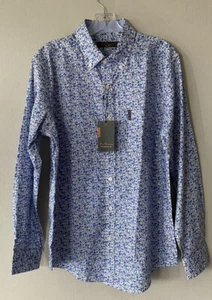 Ben Sherman Men’s Size Medium White Blue Floral Print Button Down Shirt Coastal - Picture 1 of 8