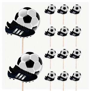Football & Boot Cupcake Cake Food Toppers Decorations Picks Birthday Party 14PK