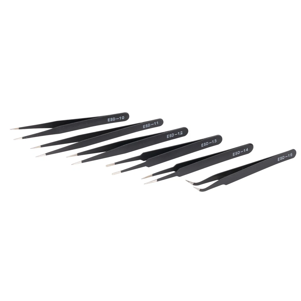 6X Tweezers Kit Stainless Steel Anti-Static Nail Eyebrow Electronic Jewelry - image 1 of 4