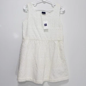 Gap Kids Youth Girls White Eyelet Summer Sun Dress SIze XS (4-5) Sleeveless - Picture 1 of 6