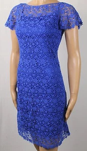 Ralph Lauren Knee Length Short Sleeve Royal Blue Lace Dress NWT $184 - Picture 1 of 1