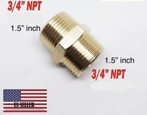 1 X Brass Pipe Hex Nipple 3/4" Male NPT X 3/4" Male NPT Fitting Fuel,Oil,Gas.... - Picture 1 of 1