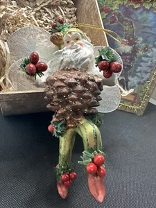 Mark Roberts Tannenzapfen Fee Weihnachtsschmuck grüne Streifen 7" in OVP! - Bild 1 von 15