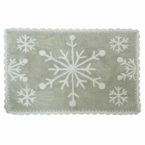 St Nicholas Square Gray Snowflake Throw Rug Crochet Edge 20x30 Cotton Bath Mat - Picture 1 of 1