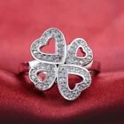 925 Sliver Round Cut Simulated Diamond Heart Wedding Ring 14K White Gold Plated