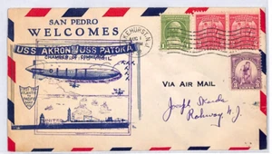 USA OLYMPICS 1932 AIRSHIP Cover *OVERPRINT/DOUBLE CACHET* San Pedro Label LZ153 - Picture 1 of 12