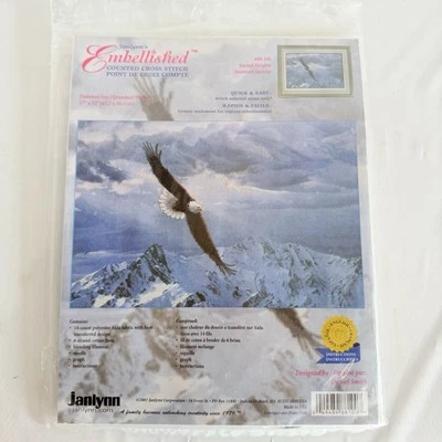 Kit de ponto cruz enfeitado Janlynn Sacred Heights 88-100 Eagle In Flight NOVO - Imagem 1 de 4