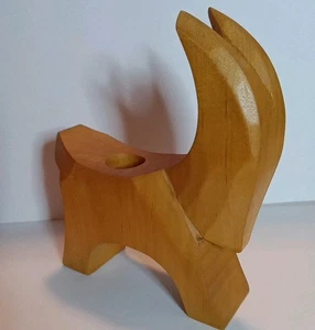 Candelabro de madera sueco de cabra Ake Wijkstrom de colección raro 5,25"X4,5" - Imagen 1 de 12