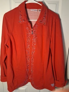 Quacker Factory Dream Jeannes Jacke Strass Glitzer Rot Reißverschluss Medium Damen  - Bild 1 von 6