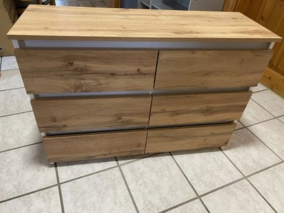 Moderne Kommode mit 6 großen Schubladen in attraktiver Eichenoptik. - Bild 1 von 4