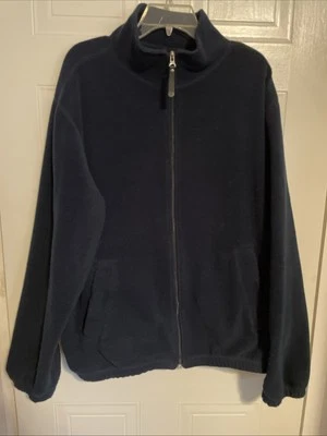 Haggar Generations Jacket Soft Fleece Full Zip Navy Blue Pockets Mens Size XL - Image 1 of 4