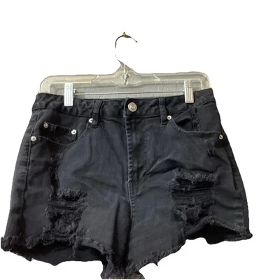 Pantalones Cortos de Jean Rue 21 Juniors Talla 7 Negros Denim Desgastados Corte Foto 1 de 4