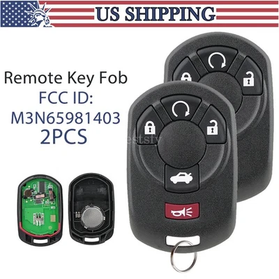 2 Replacement For 2005 2006 2007 Cadillac STS Keyless Remote Key Fob M3N65981403 - Image 1 of 4