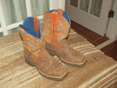 Botas vaqueras vaqueras marca Roper juvenil talla 1 M marrón de cuero desbastado Foto 1 de 4