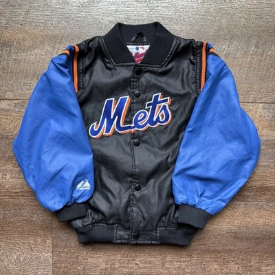 Jaqueta bombardeiro esportiva vintage anos 90 infantil M MLB New York Mets coleção diamante - Imagem 1 de 4