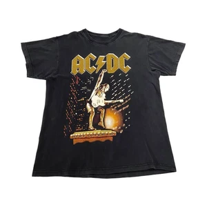 AC/DC schwarzes T-Shirt | Vintage Herren steife Oberlippe Y2K Hard Rock Band Musik - Bild 1 von 4