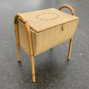 Nähkorb Bambus Midcentury Nähtisch Nähkästchen vintage 50er 60er 70er Jahre Boho - Bild 1 von 7