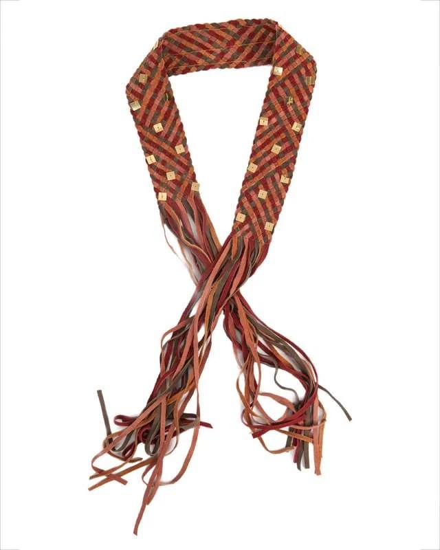 Ledergürtel orange 38/40 Damen geflochten bunt Gr. 75 cm  P395.A - Bild 1 von 1