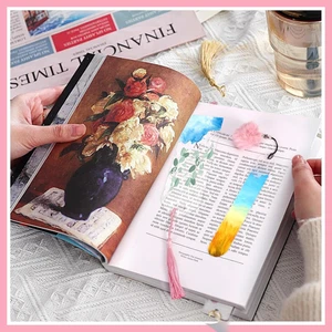 60PCS Acrylic Bookmark Blanks, Clear Acrylic Bookmarks with 40 Colorful Tasse... - Picture 1 of 7