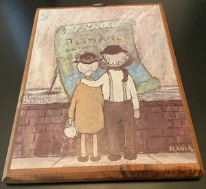 Vintage Mid-Century 1969 Flavia Buzza Cardozo Wood Art “ Romance” - Picture 1 of 7