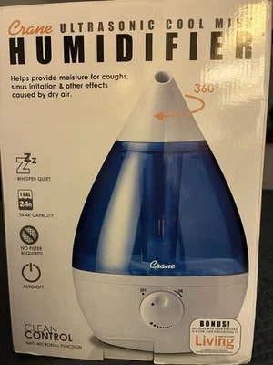 Crane 1 Gal. Ultrasonic Cool Mist Humidifier Blue and White - Image 1 of 2