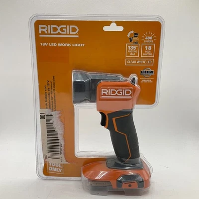 Ridgid 18V LED Work Light 400 Lumens 18 Hr Runtime 135° Pivoting Head R8695 NEW - Image 1 of 4