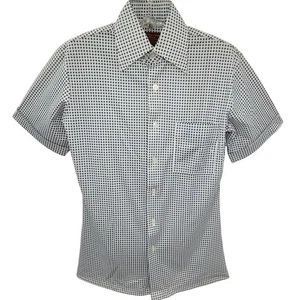 Vintage JCPenney Knit Check Short Sleeve Button‑Up Shirt Retro Casual size small - Picture 1 of 10