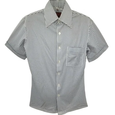 Vintage JCPenney Knit Check Short Sleeve Button‑Up Shirt Retro Casual size small - Image 1 of 4