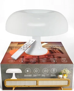White Mushroom Table Lamp – Retro LED Dimmable Lamp with Remote, 3 Light Modes - Picture 1 of 8