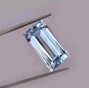 Blue Aquamarine Baguette 10-12Ct Natural Santa Maria Loose Gemstone Certified - Picture 1 of 4