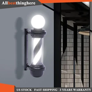 Barber Pole Red Blue White Black Stripes LED Outdoor Rotating light Wall Lamp US - Picture 1 of 42