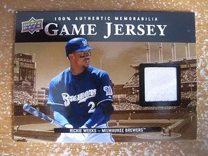 CAMISETA RICKIE WEEKS 2008 CUBIERTA SUPERIOR UD MATERIALES DE JUEGO 99 USADA EN JUEGOS #99-RW - Imagen 1 de 2