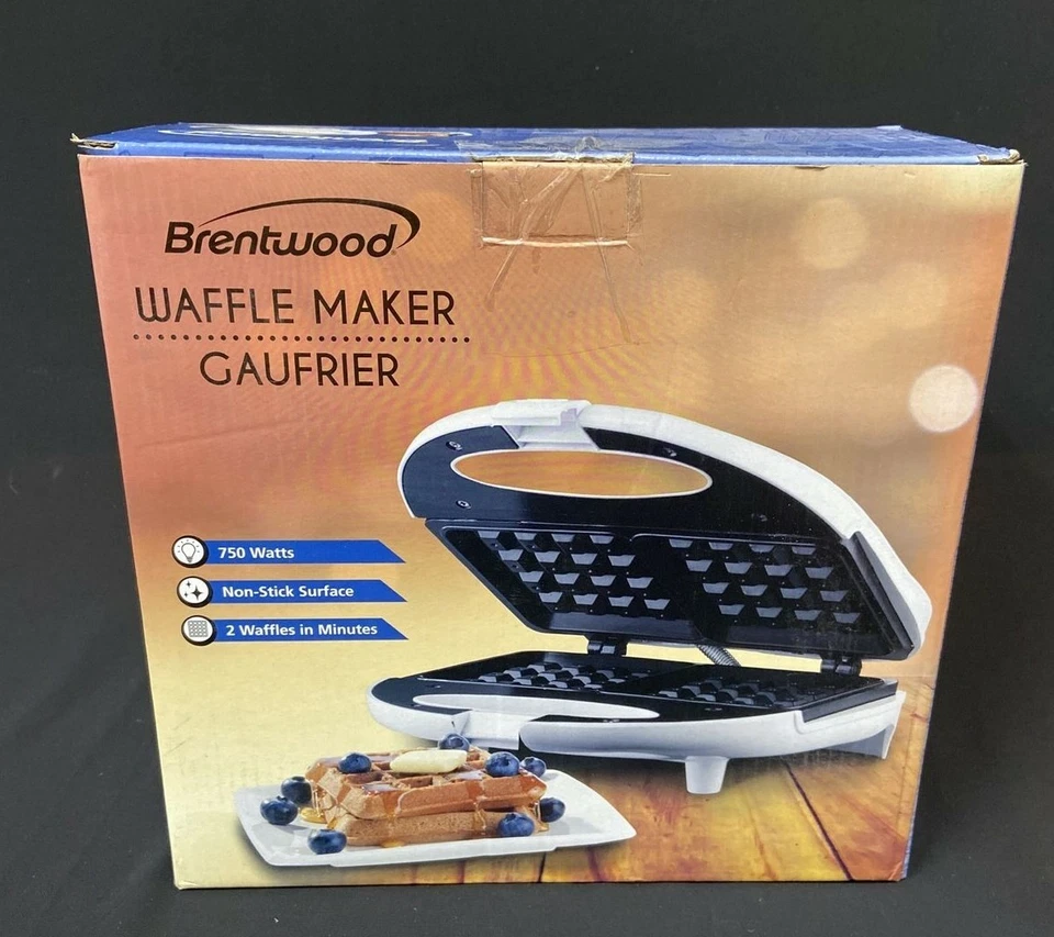 Brentwood - 750 W Dual Waffle White Nonstick Waffle Maker - Image 1 of 4