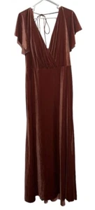 Jenny Yoo Collection Ellis Velvet Maxi Gown Size 16 English Rose Open Back - Picture 1 of 9