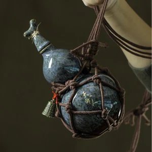 Gourd Set Diagonal Span Hot Water Kettle Ancient Style Portable 500ml Wine Set - Photo 1 sur 7