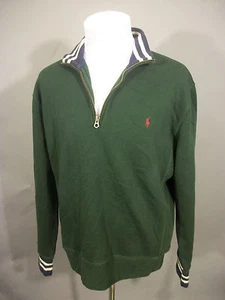 POLO RALPH LAUREN Boy's L / Large Green Mockneck 1/2 Zip Closure Cotton Sweater - Picture 1 of 6