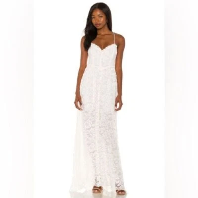 NUEVO CON ETIQUETAS BATA JOELLE For Love & Lemons XS maxi vestido blanco de encaje Foto 1 de 4