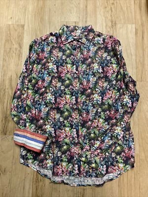 David Smith Hombre Mediano Floral Lujo Lino Manga Larga Abotonable Informal Foto 1 de 4