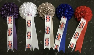 5 ROSETAS UNION JACK POM POM PARA CUALQUIER EVENTO - Imagen 1 de 1