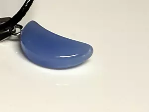 Pendant Angelite Natural Stone Leather Strap Cord Silver Metal Moon 3.45g - Picture 1 of 6