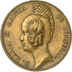 Antigua Medalla Portugal 1833 Reina Doña María II Medallista Barre (MED74-) - Imagen 1 de 2