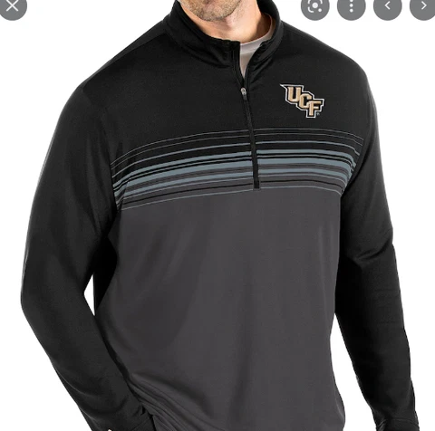 Antigua UCF Black Knights Pace Quarter-Zip Pullover Jacket Black Smoke 2XL NWT Cover