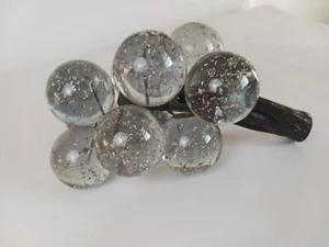 Vintage MCM Clear, Silver Speckles, Lucite Grape Cluster Driftwood 7" - Picture 1 of 7