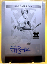 JORDAN BECK RC 2022 LEAF Trinity Baseball BLACK PLATE *1/1 CA-JB3 CLEAR AUTO XRC