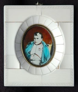 Kaiser Napoleon in Fontainebleau, farbige Miniatur im breiten Beinrahmen - Bild 1 von 4