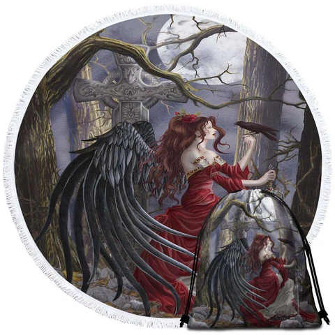 Gothic Fantasy Art the Graveyard Fairy Round Beach Towel Cover