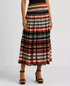 NEW LAUREN RALPH BLACK RED MIDI SKIRT SIZE 14 W 16 W 18 W 20 W WOMEN $155 - Picture 1 of 4