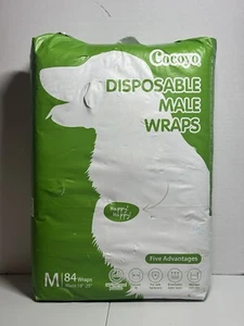 Disposable Male Dog Wraps Size, 83 Count, Super Absorbent, Breathable, Medium - Picture 1 of 4