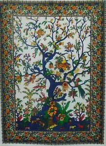 Blue White Tree Of Life Wall hanging Home Decor Throw Hippie Poster Tapestry New - Picture 1 of 3